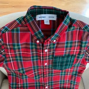 Old Navy plaid boys long sleeve shirt, large